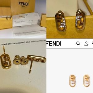 Fendi earrings O’ Lock gold color new with box bag & receipt